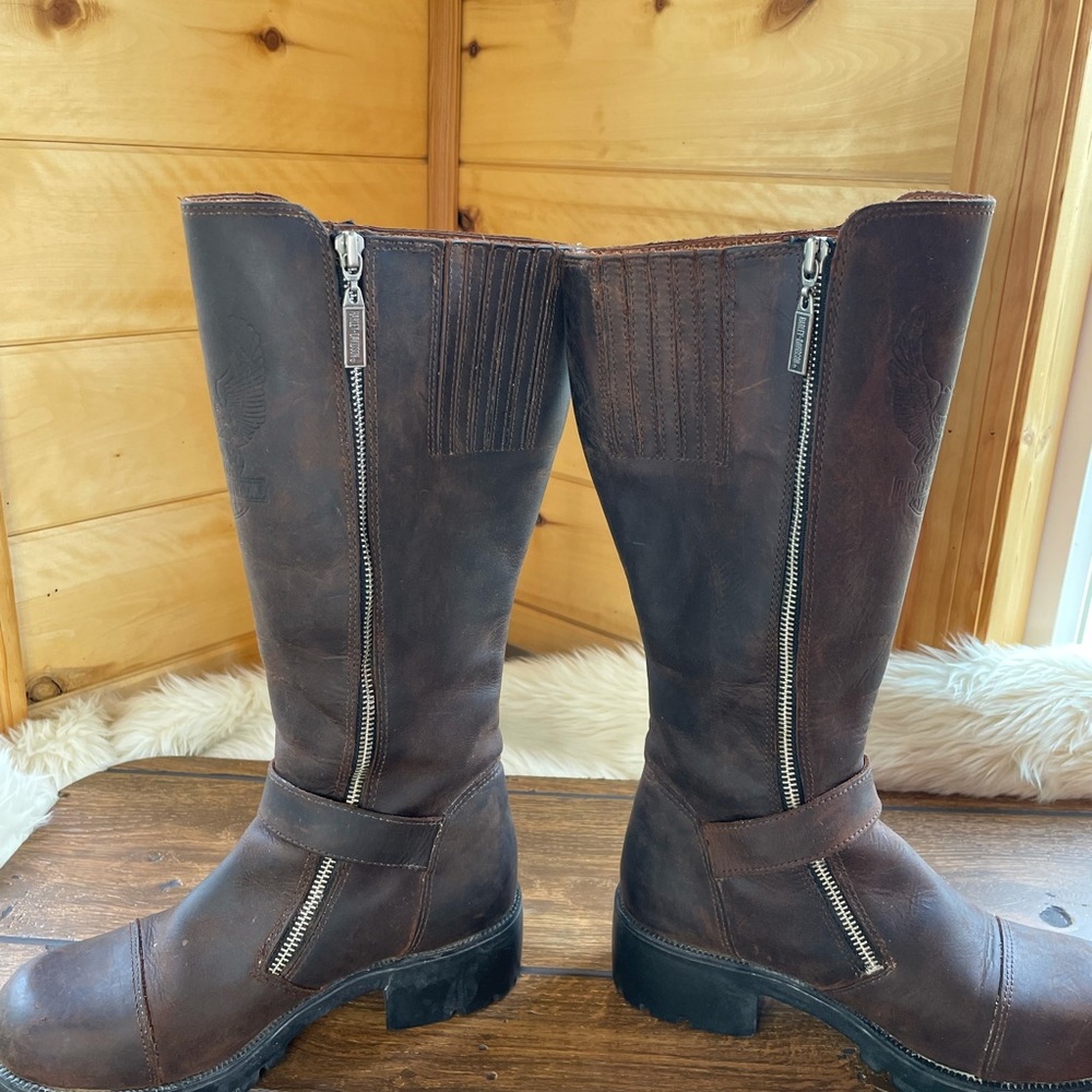 Harley-Davidson brown leather motorcycle boots - Picture 6 of 16